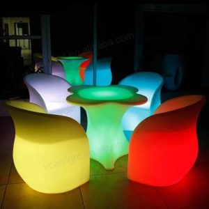 PE bar table with glass, LED furniture LONG  BAR TABLE