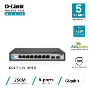 DLINK 8 PORT GIGABIT POE MANAGED SWITCH DGS-F1100-10PS